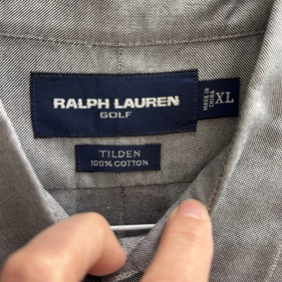 Ralph Lauren Golf Tilden 100% Cotton Men’s XL Long Sleeve Button Down Gray Shirt - Picture 3 of 11